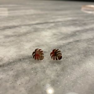 NEW Rose Gold Monstera Tropical Leaf Stud Earrings